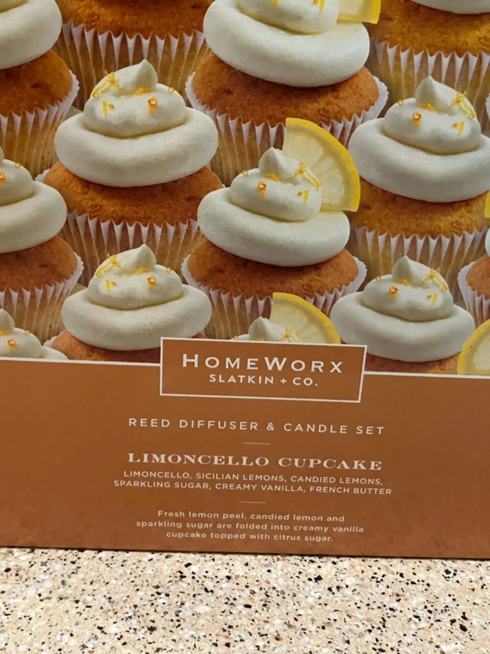 Homeworx Slatkin Limoncello Cupcake Reed Diffuser & Candle Set! NIB
